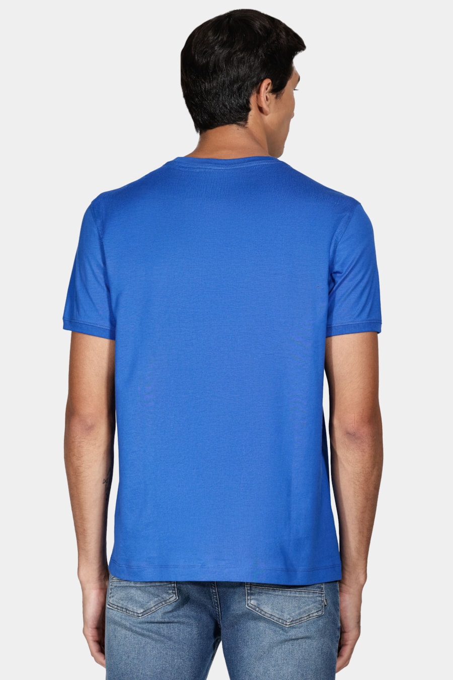 Camiseta Gola Careca de Algodão Pima Azul Royal — foto 4 de 5