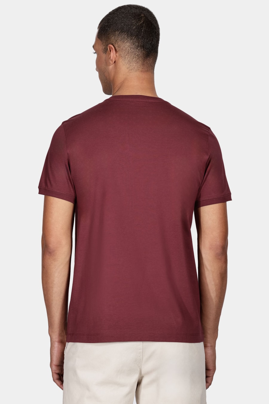 Camiseta Gola Careca de Algodão Pima Bordo Cabernet — foto 4 de 5