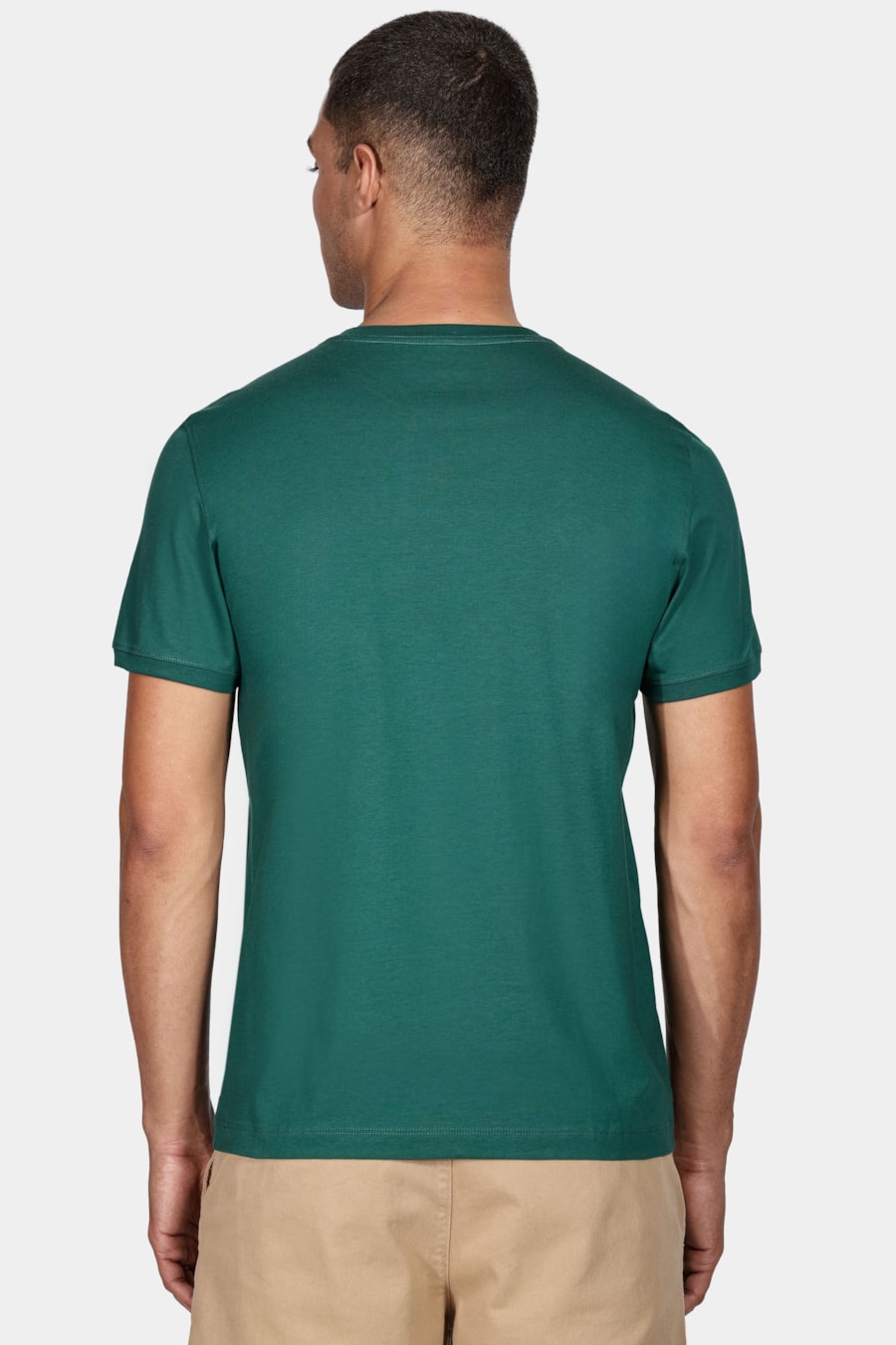 Camiseta Gola Careca de Algodão Pima Verde Floresta — foto 4 de 5
