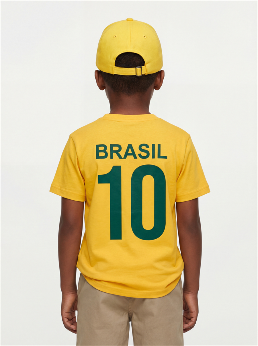 Camiseta Infantil Estampa Brasil 10 Amarelo — foto 2 de 5