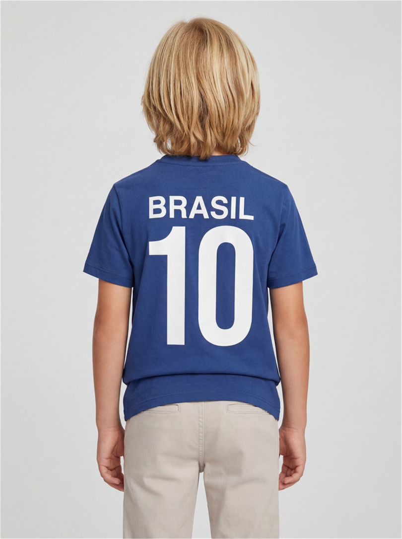 Camiseta Infantil Estampa Brasil 10 Azul