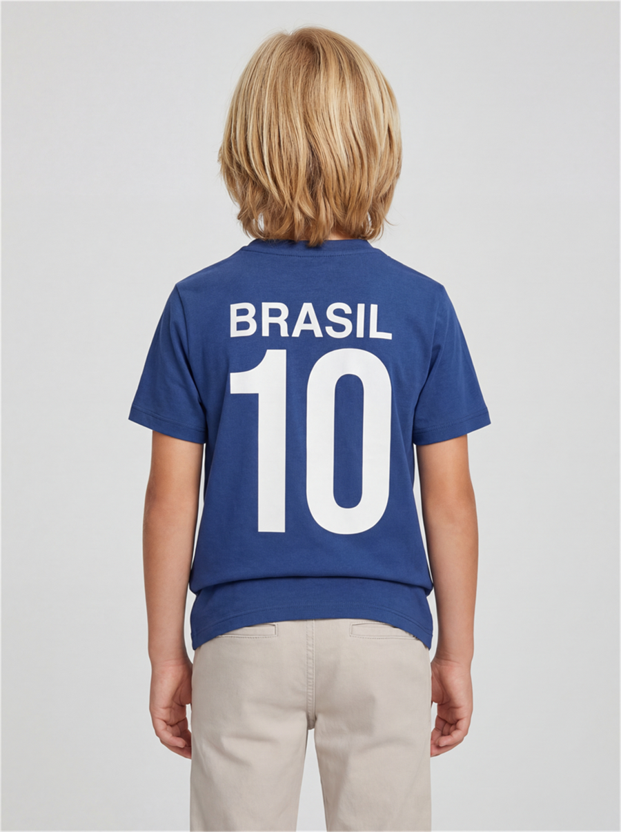 Camiseta Infantil Estampa Brasil 10 Azul — foto 2 de 5
