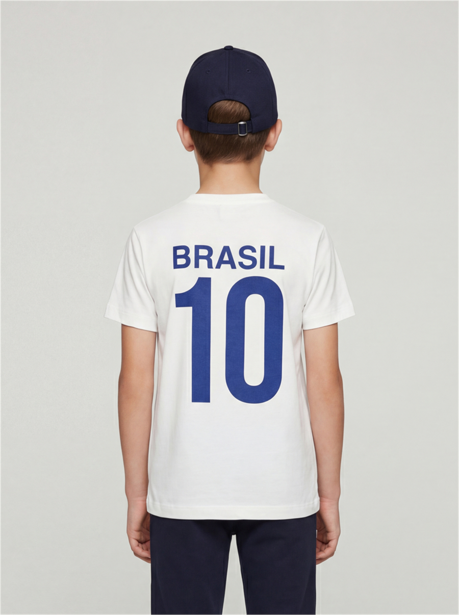 Camiseta Infantil Estampa Brasil 10 Off White — foto 2 de 6