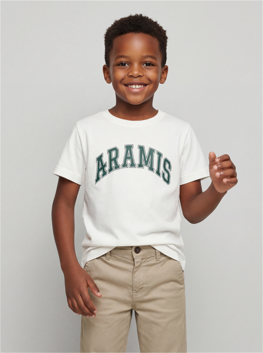 Camiseta Infantil Estampa College Off White — foto 1 de 3
