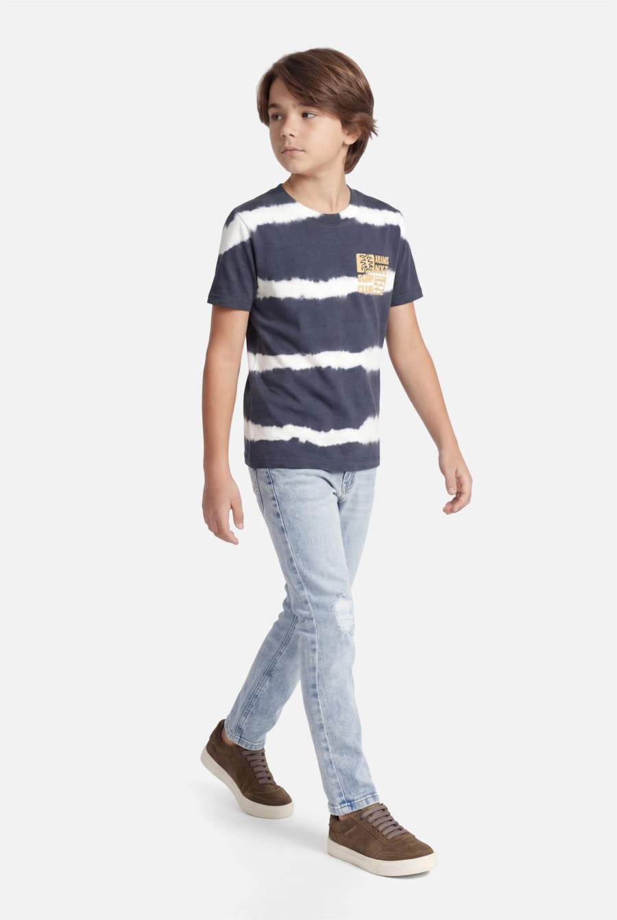 Camiseta Infantil Estampa Tie Dye Marinho — foto 2 de 3