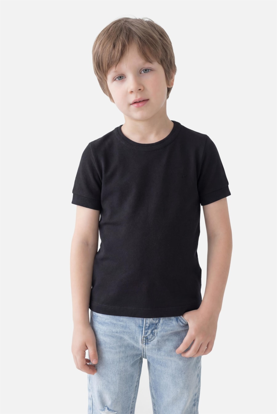 Camiseta Infantil Gola Dupla Preto — foto 1 de 3