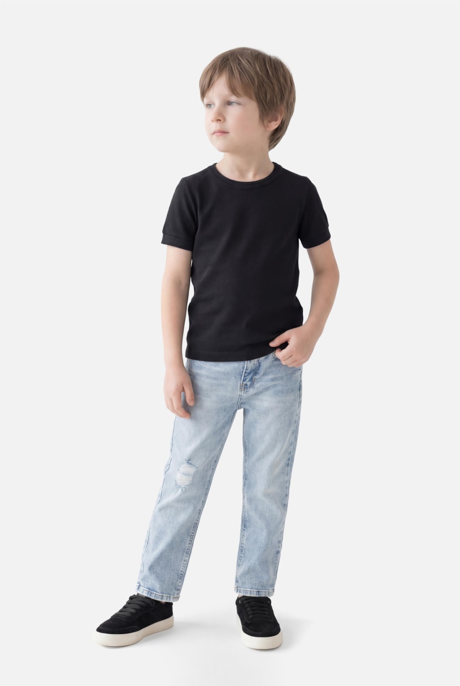 Camiseta Infantil Gola Dupla Preto — foto 2 de 3