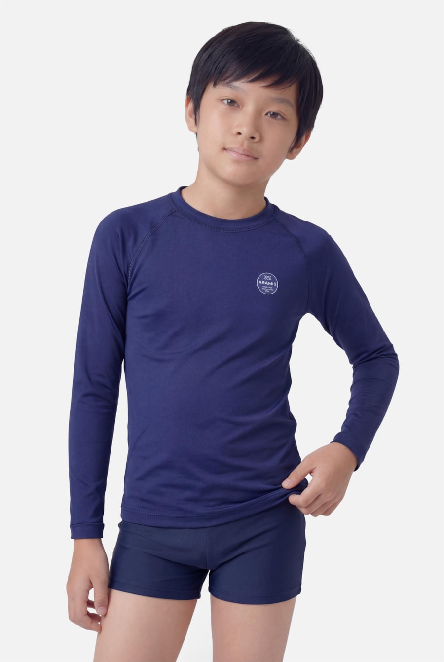 Camiseta Infantil Uv Raglan Lisa Azul Indigo — foto 1 de 3