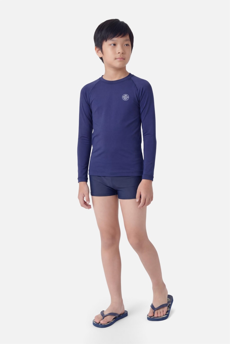 Camiseta Infantil Uv Raglan Lisa Azul Indigo — foto 2 de 3