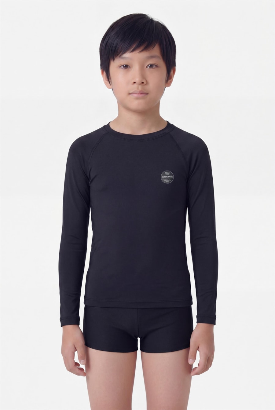 Camiseta Infantil Uv Raglan Lisa Preto — foto 1 de 3