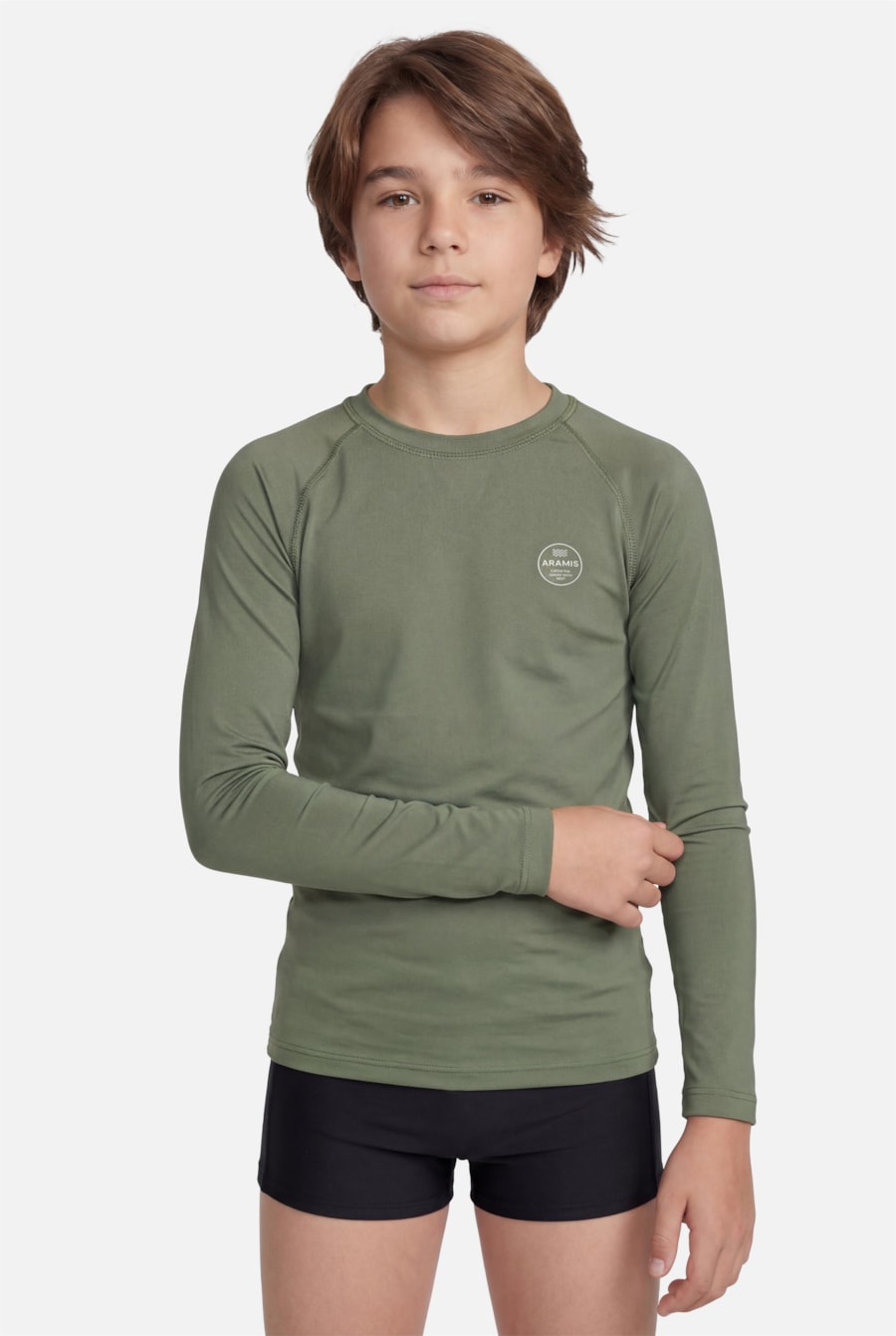 Camiseta Infantil Uv Raglan Lisa Verde — foto 1 de 3