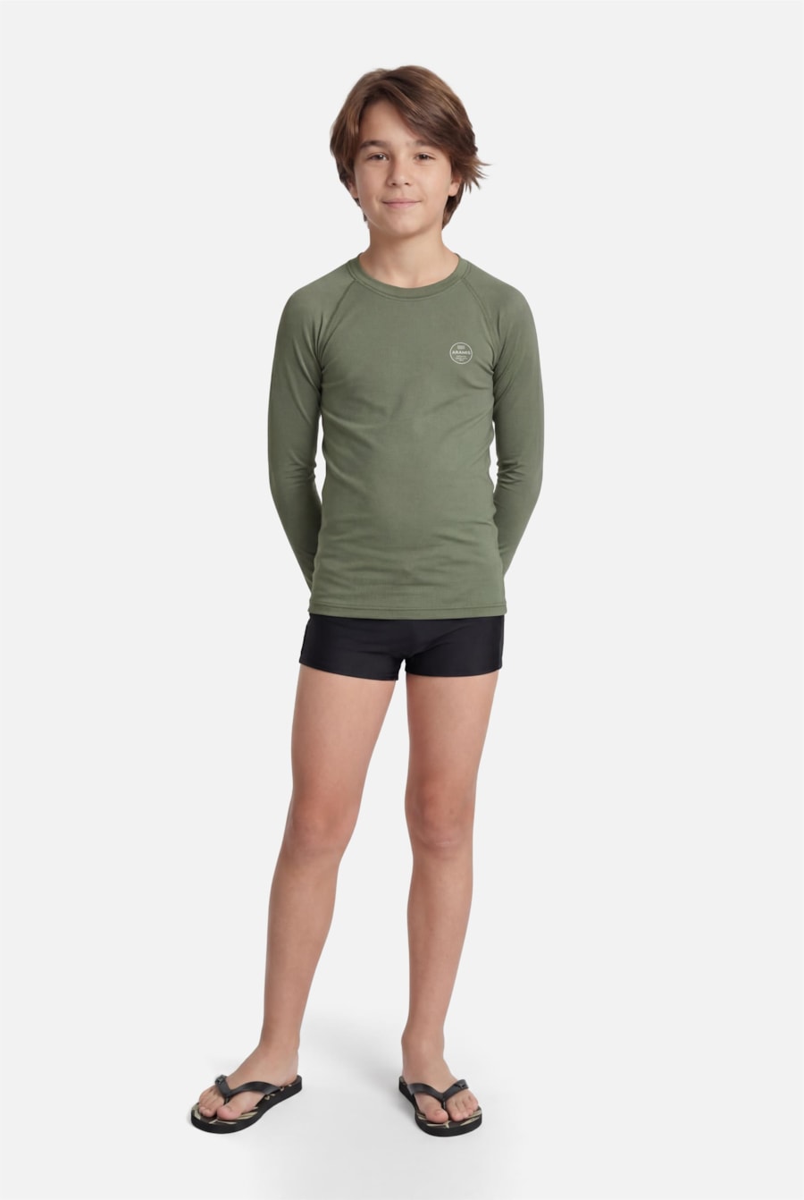 Camiseta Infantil Uv Raglan Lisa Verde — foto 2 de 3