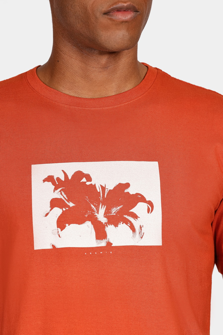 Camiseta Lírio Com Estampa Fotografia Laranja Ferrugem — foto 3 de 4