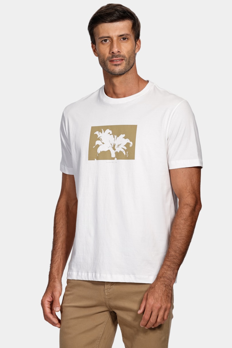 Camiseta Lírio Com Estampa Fotografia Off White