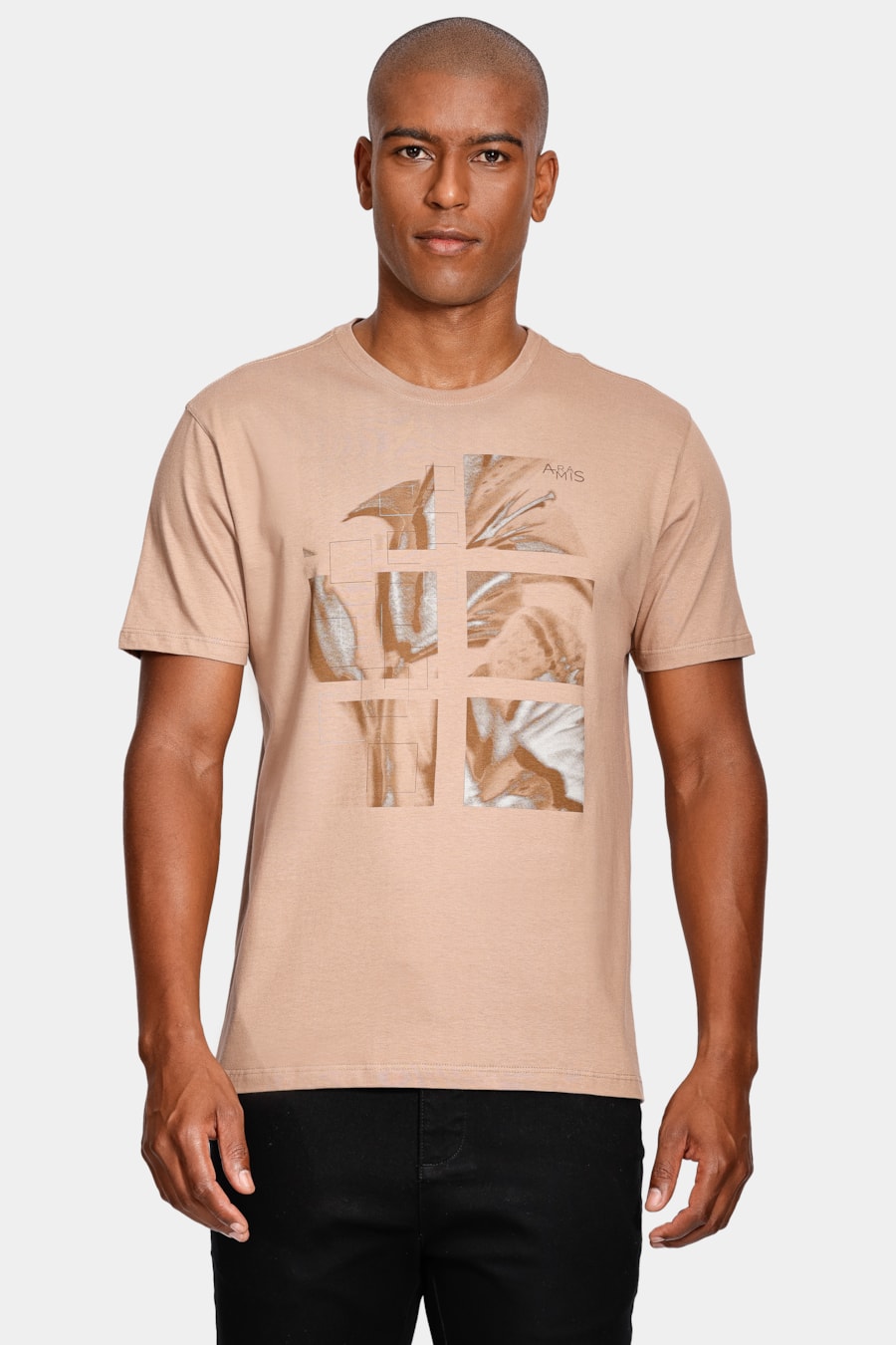Camiseta Lírio Estampa Fotografia Cáqui Natural — foto 1 de 4