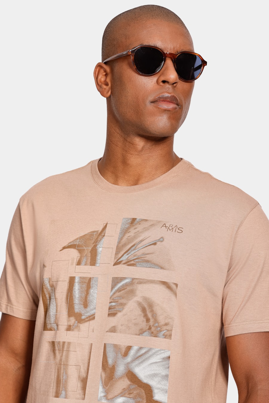 Camiseta Lírio Estampa Fotografia Cáqui Natural — foto 3 de 4