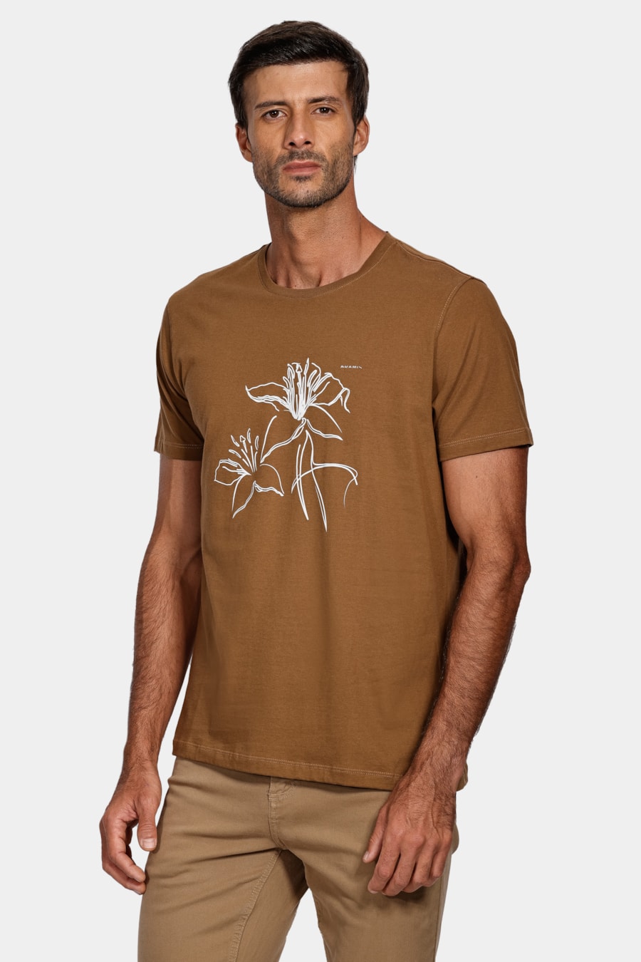 Camiseta Lírios Outline Cáqui Mascavo — foto 1 de 4