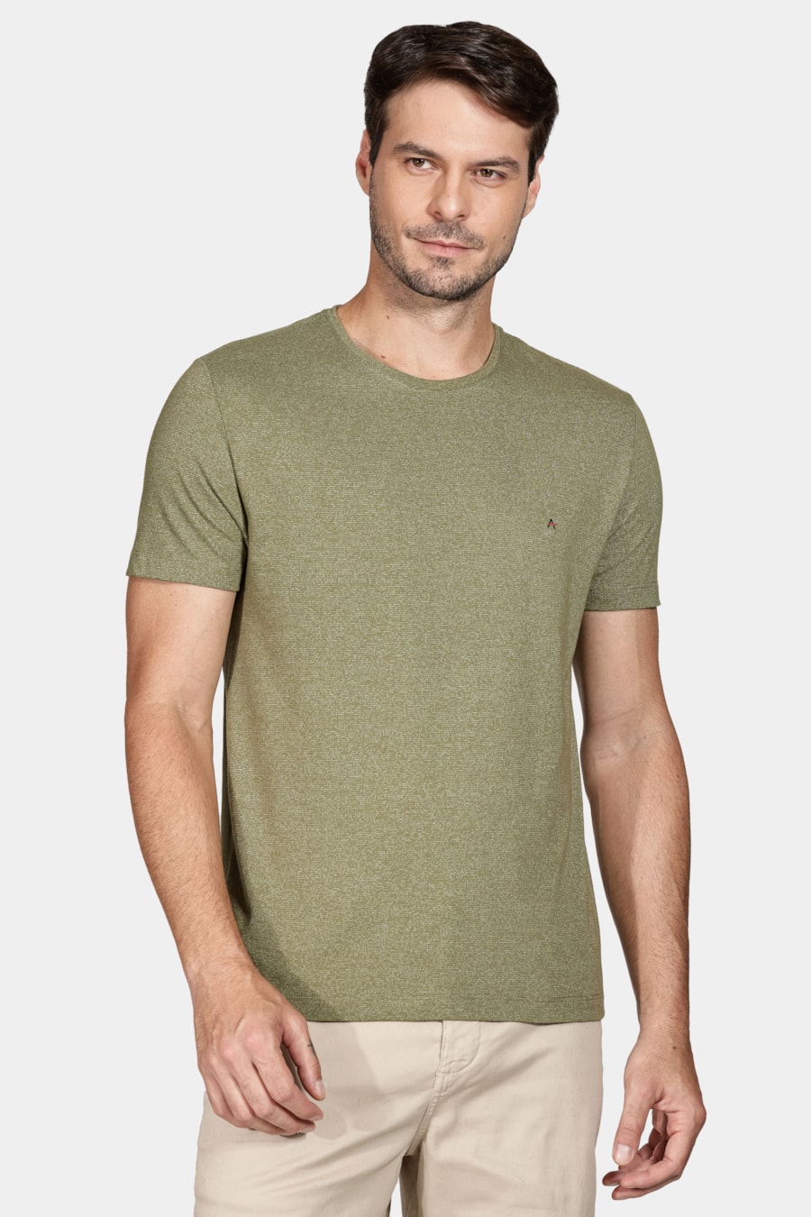 Camiseta Malha Abstrat Verde Oliva — foto 1 de 5