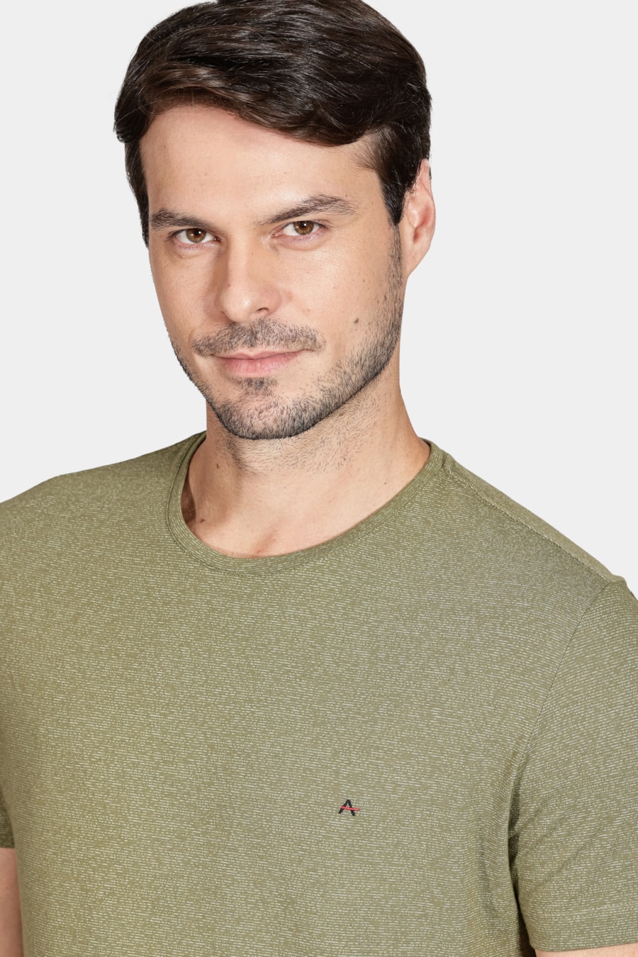 Camiseta Malha Abstrat Verde Oliva — foto 3 de 5