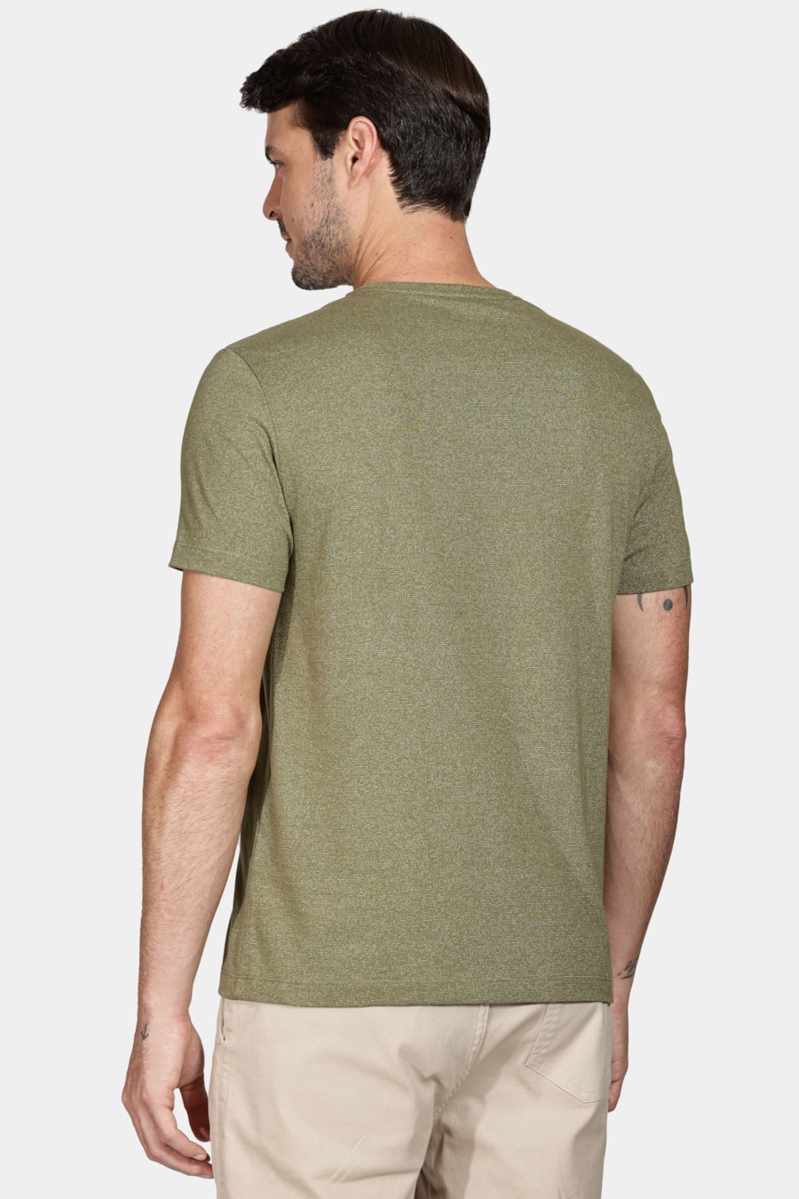 Camiseta Malha Abstrat Verde Oliva — foto 4 de 5