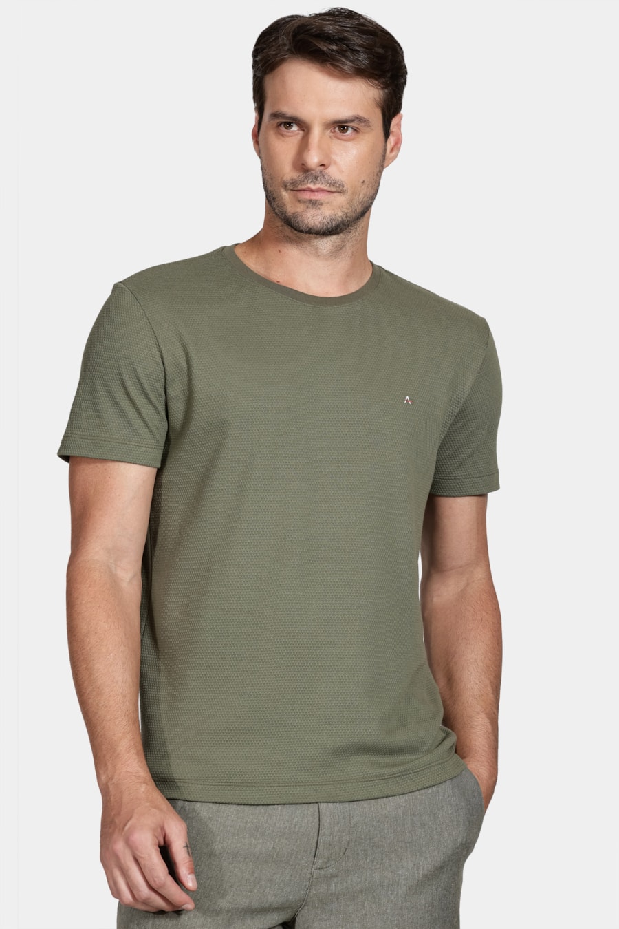 Camiseta Malha Honey Verde Oliva — foto 1 de 5