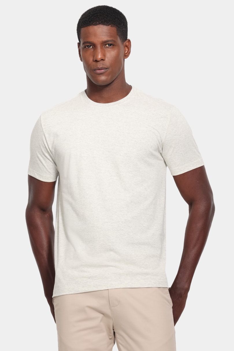 Camiseta Malha Mescla Manga Curta Básica Banana Mescla
