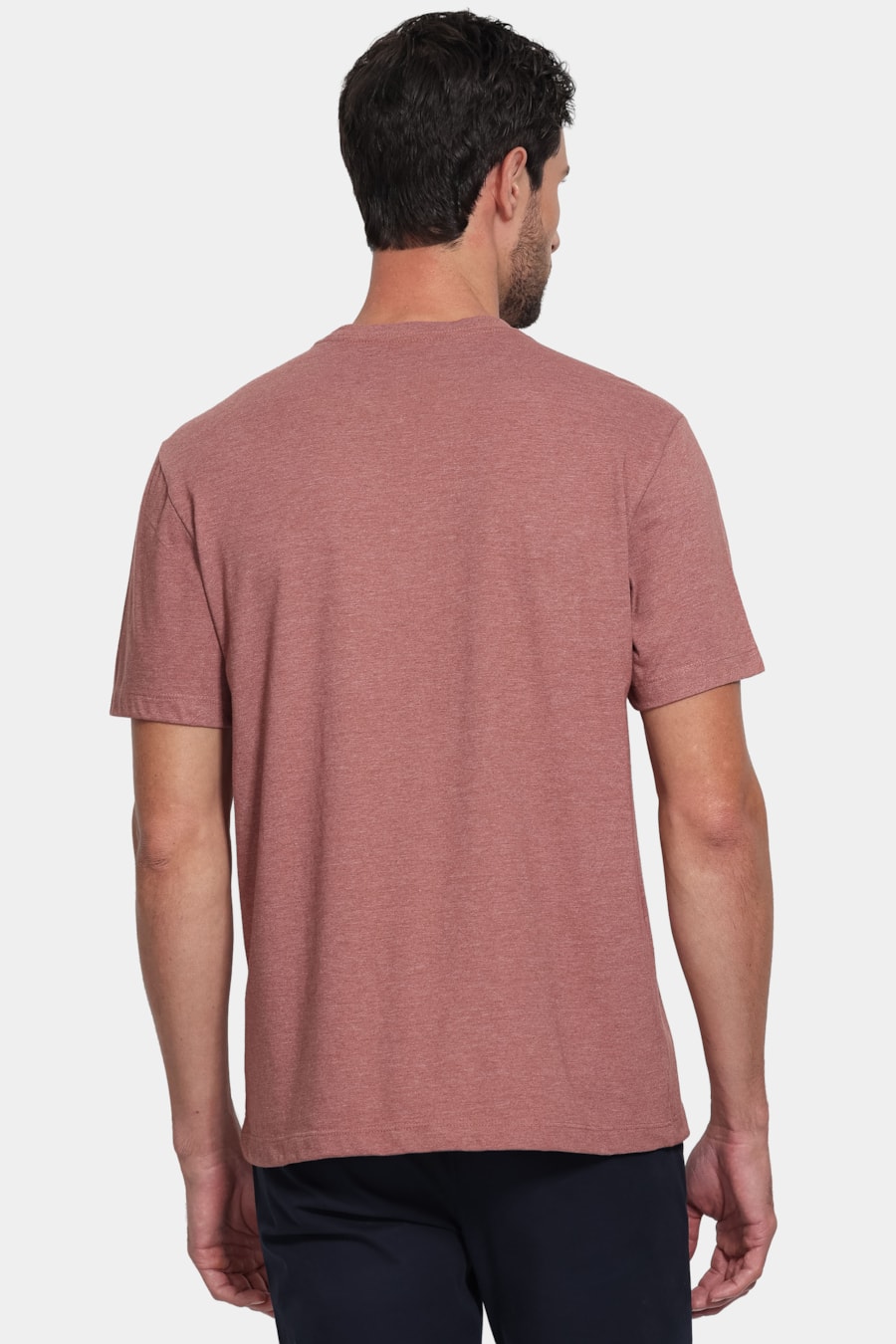 Camiseta Malha Mescla Manga Curta Básica Canela — foto 4 de 5
