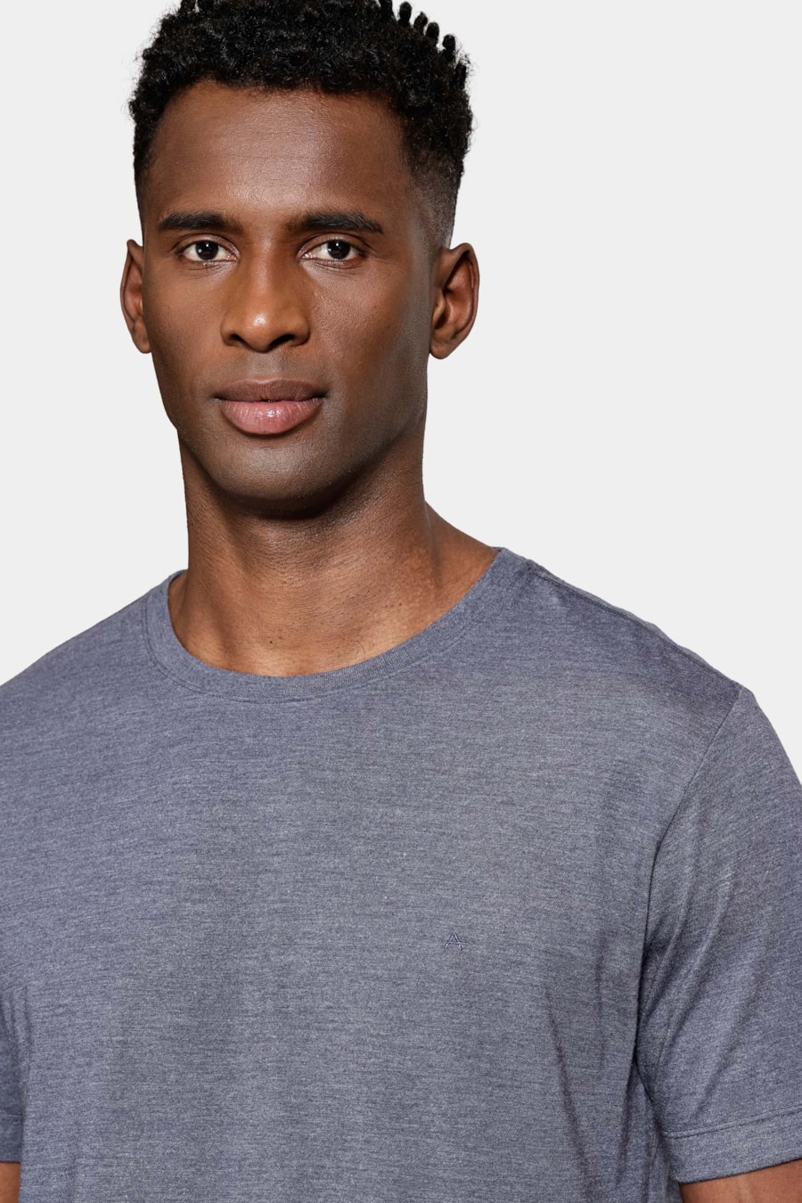 Camiseta Malha Mescla Manga Curta Básica Marinho — foto 3 de 5