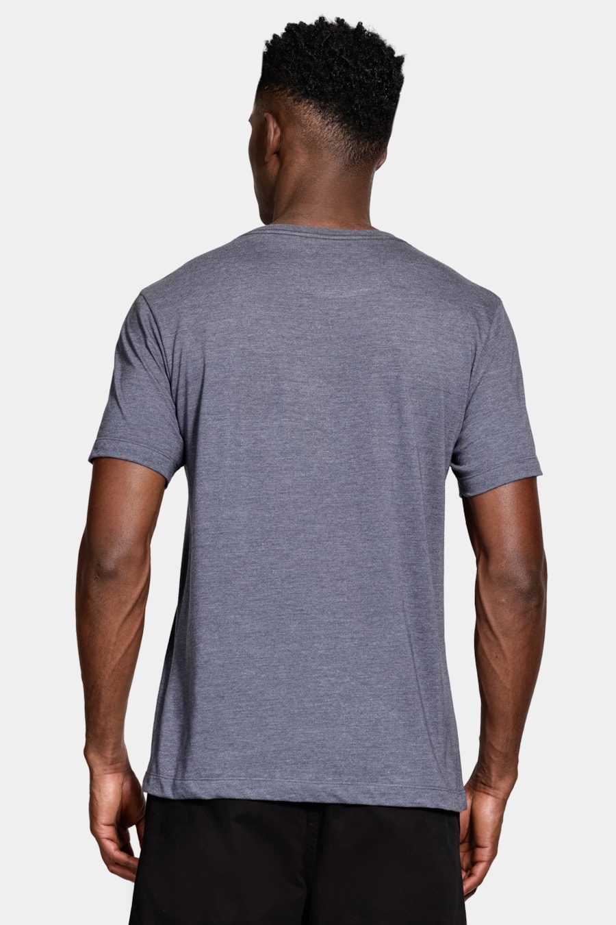 Camiseta Malha Mescla Manga Curta Básica Marinho — foto 4 de 5