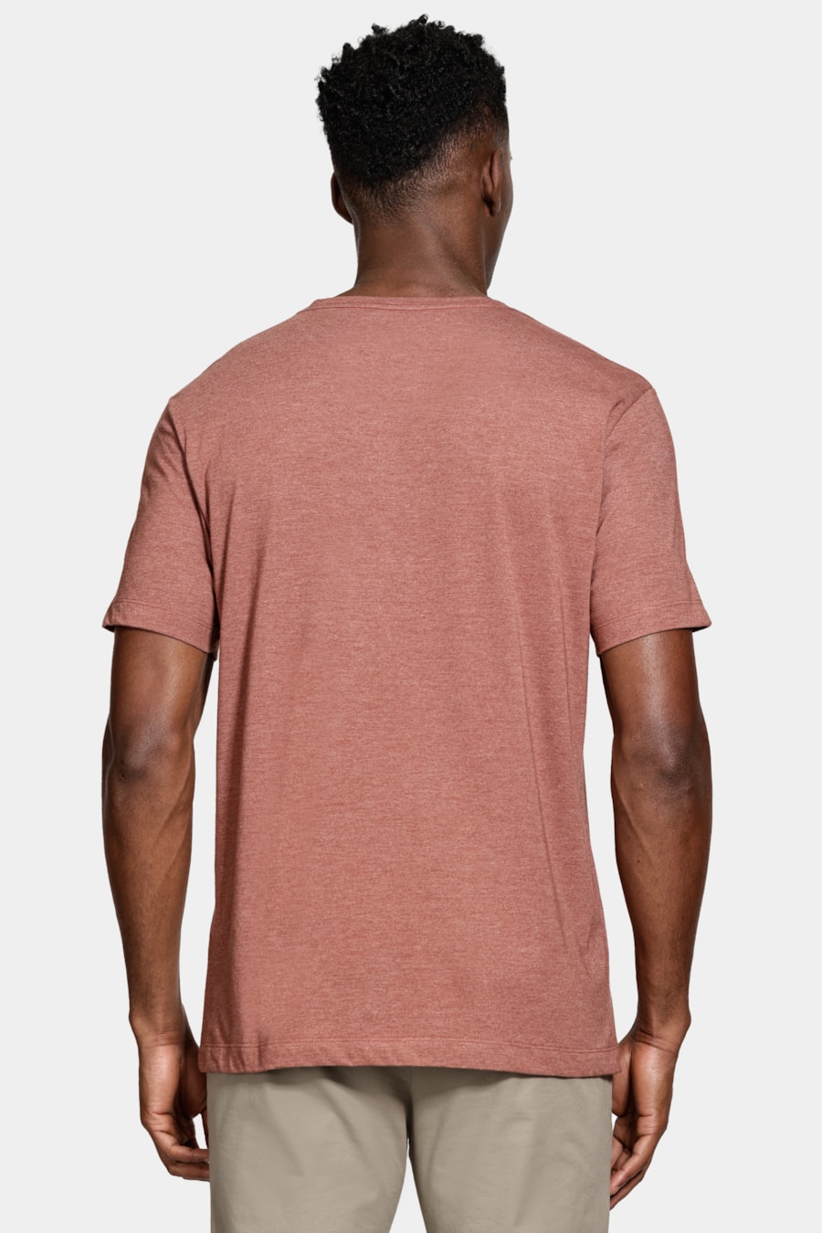Camiseta Malha Mescla Manga Curta Básica Tijolo — foto 4 de 5