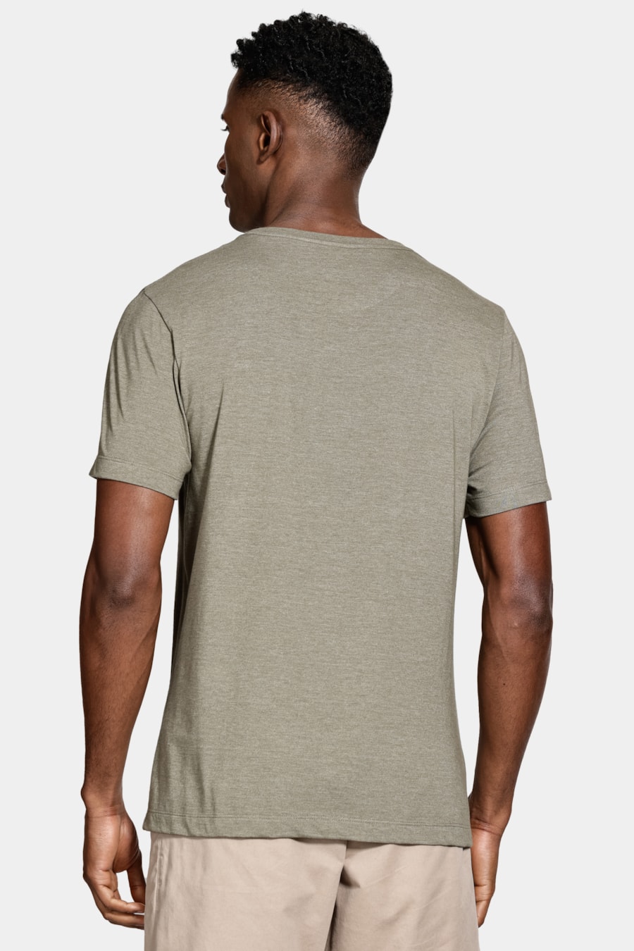 Camiseta Malha Mescla Manga Curta Básica Verde Militar — foto 4 de 5