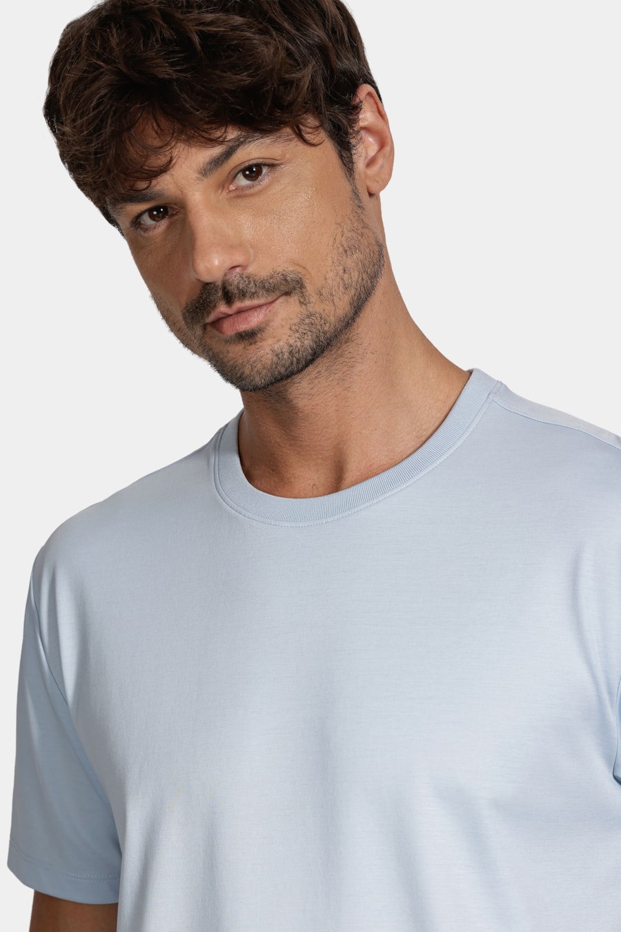 Camiseta Manga Curta A-70 Interlock Azul Claro — foto 3 de 6