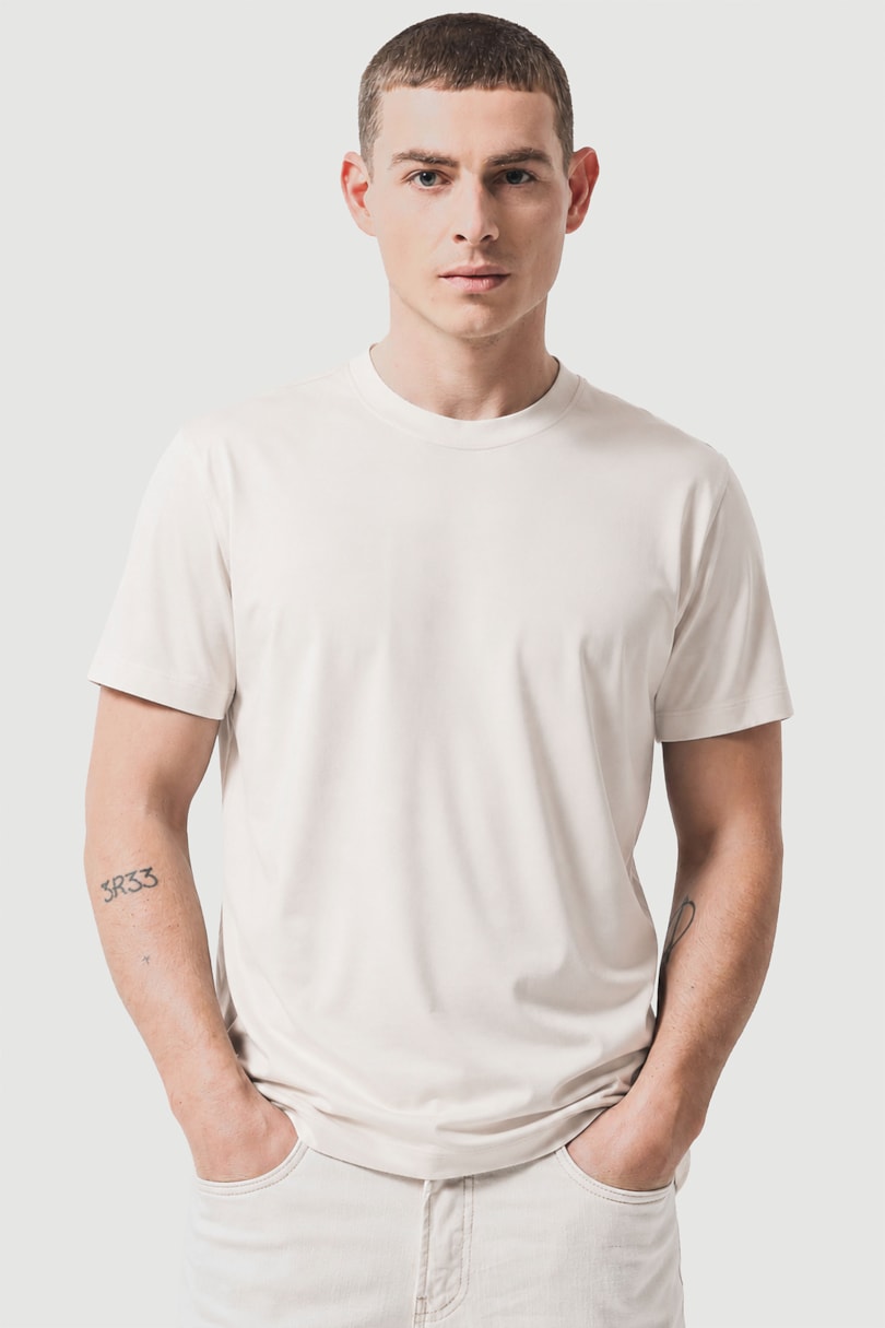 Camiseta Manga Curta A-70 Interlock Marfim 117