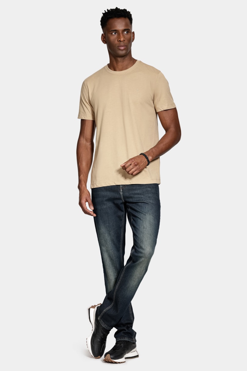 Camiseta Manga Curta Algodão Básica Areia