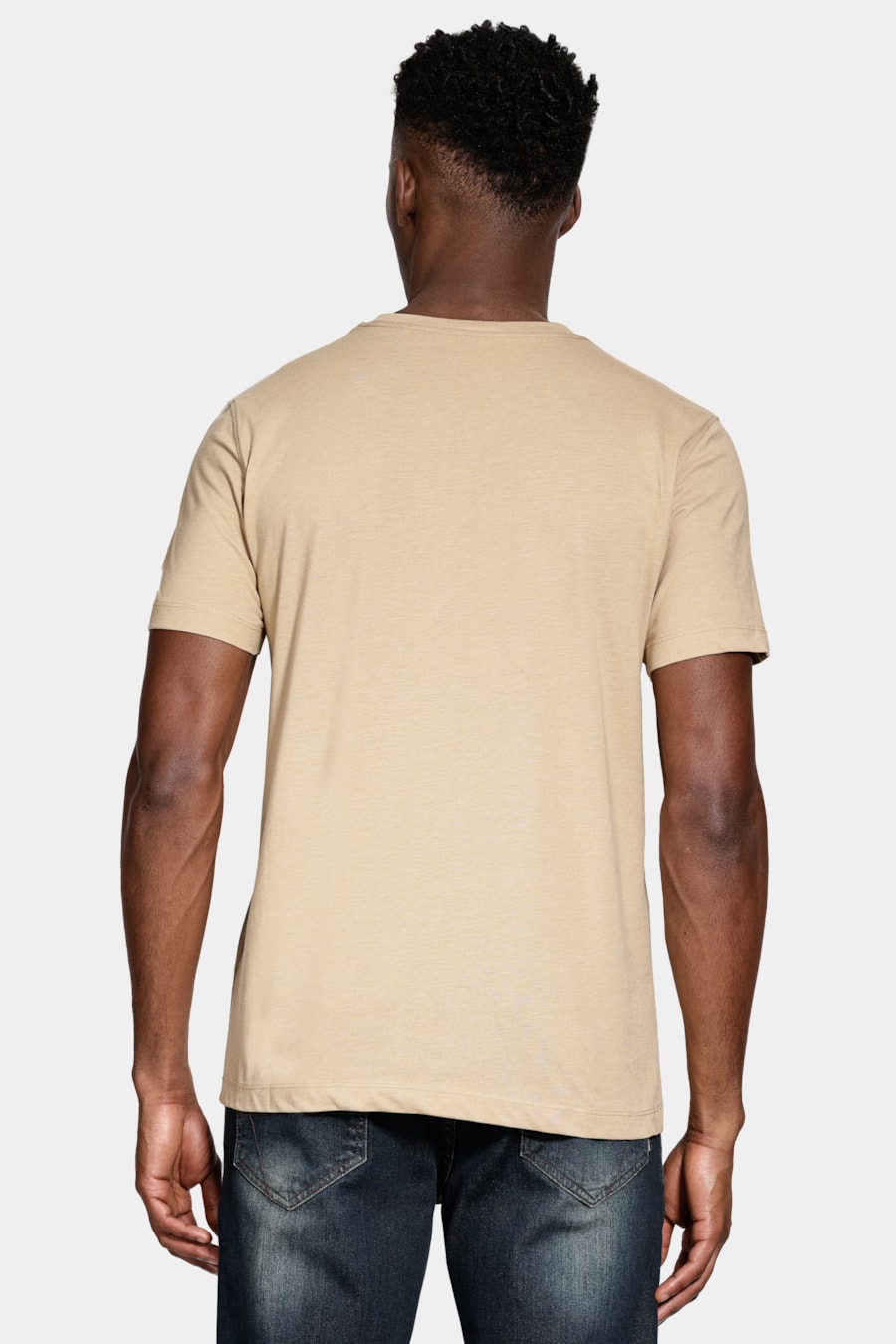 Camiseta Manga Curta Algodão Básica Areia — foto 4 de 5