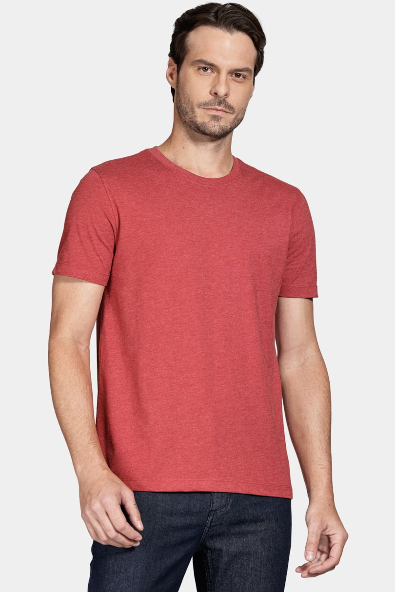Camiseta Manga Curta Algodão Básica Vermelho Carmim