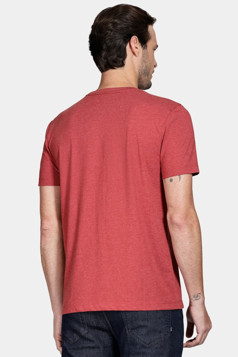 Camiseta Manga Curta Algodão Básica Vermelho Carmim — foto 4 de 5