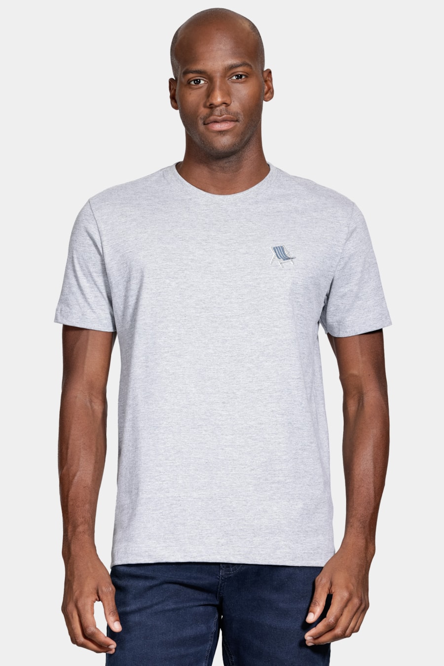 Camiseta Manga Curta Algodão Cadeira Cinza Mescla — foto 1 de 5