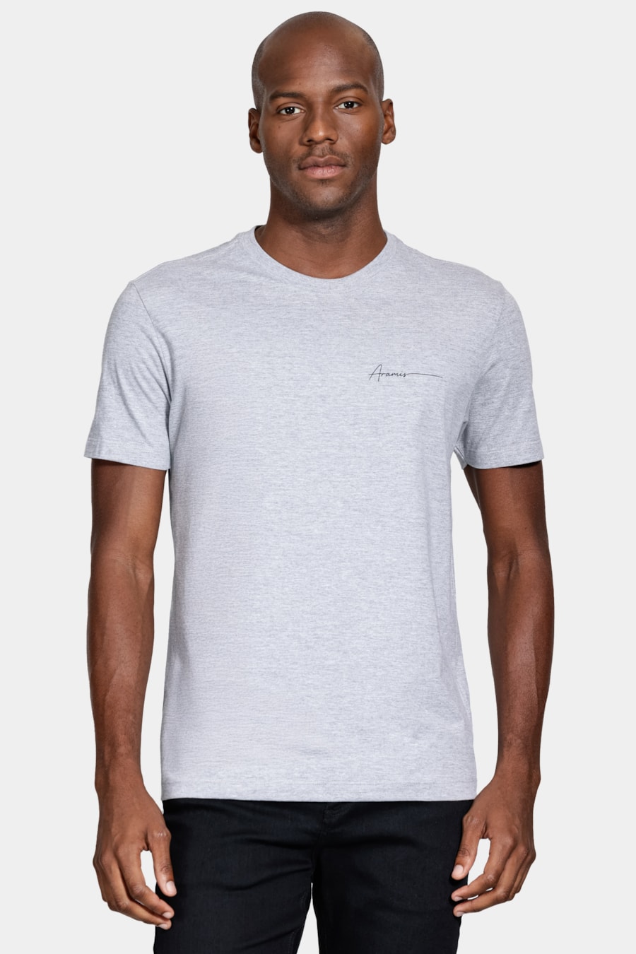 Camiseta Manga Curta Algodão Estampada Cinza Mescla — foto 1 de 5