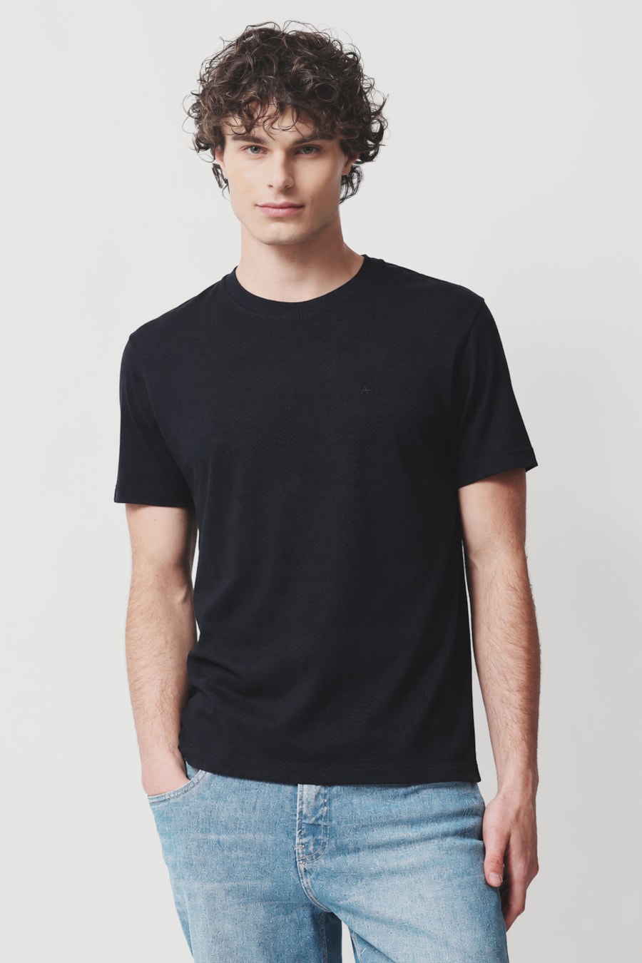 Camiseta Manga Curta Algodão Flamê Marinho — foto 1 de 5