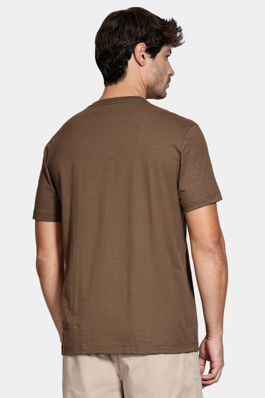 Camiseta Manga Curta Algodão Flame Marrom — foto 4 de 5
