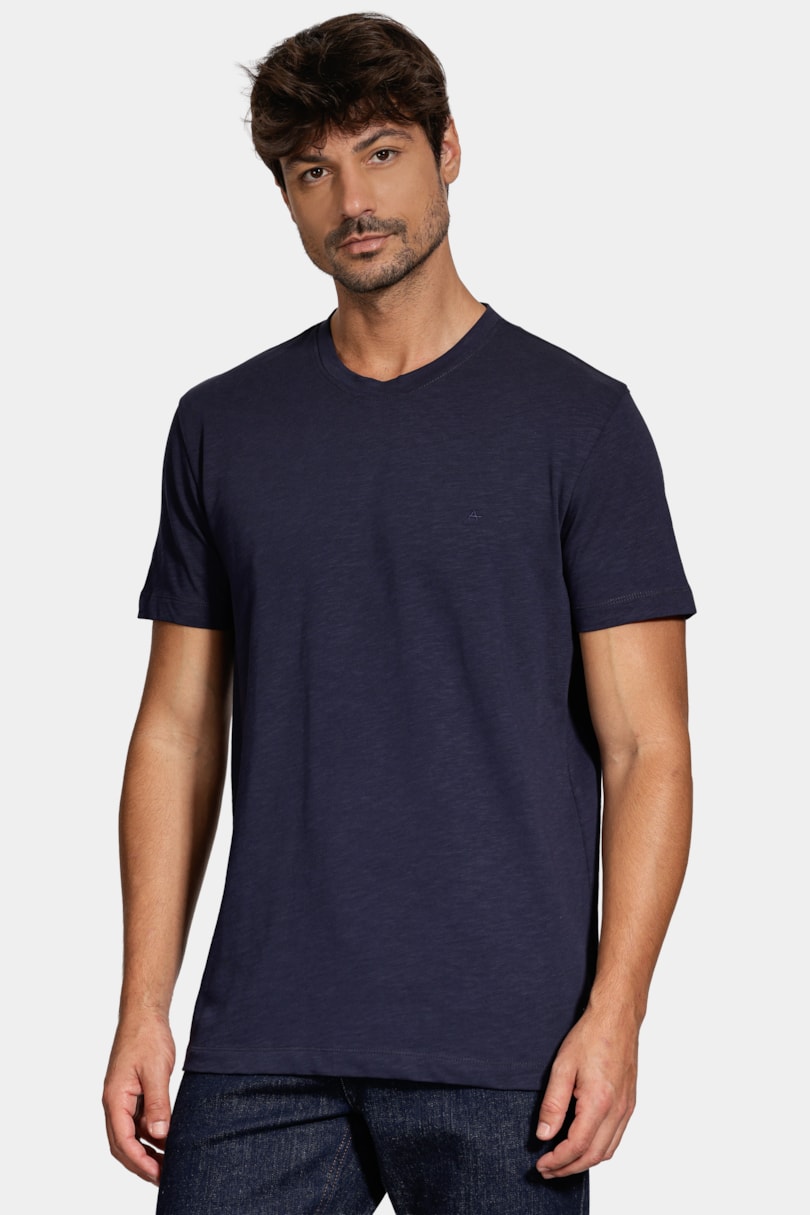 Camiseta Manga Curta Algodão Flamê Navy
