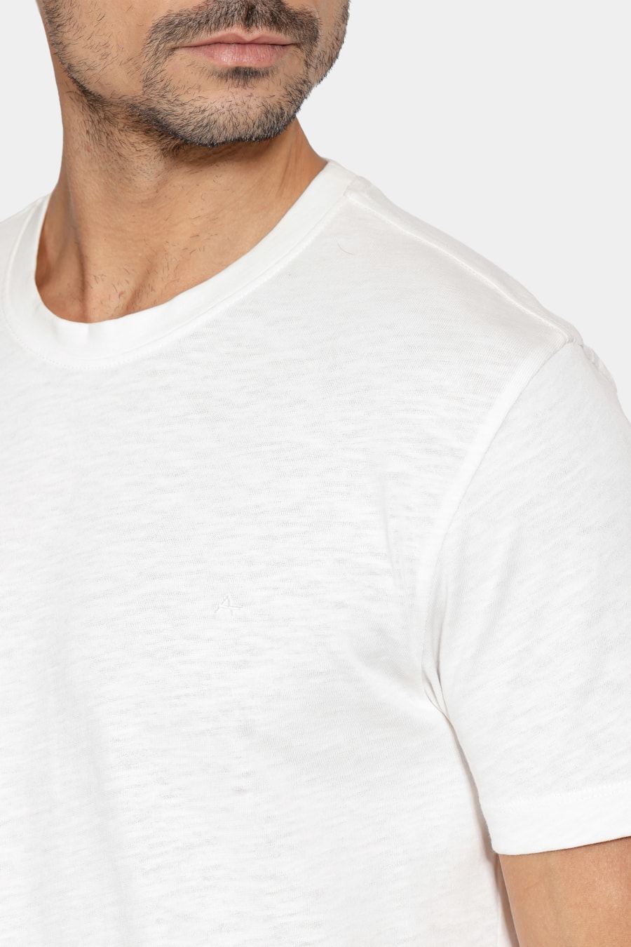 Camiseta Manga Curta Algodão Flamê Off White — foto 3 de 6
