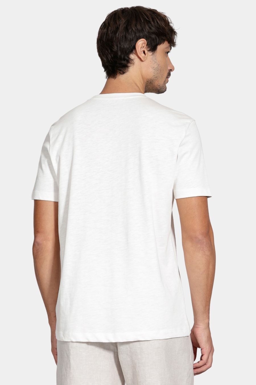 Camiseta Manga Curta Algodão Flamê Off White — foto 4 de 6