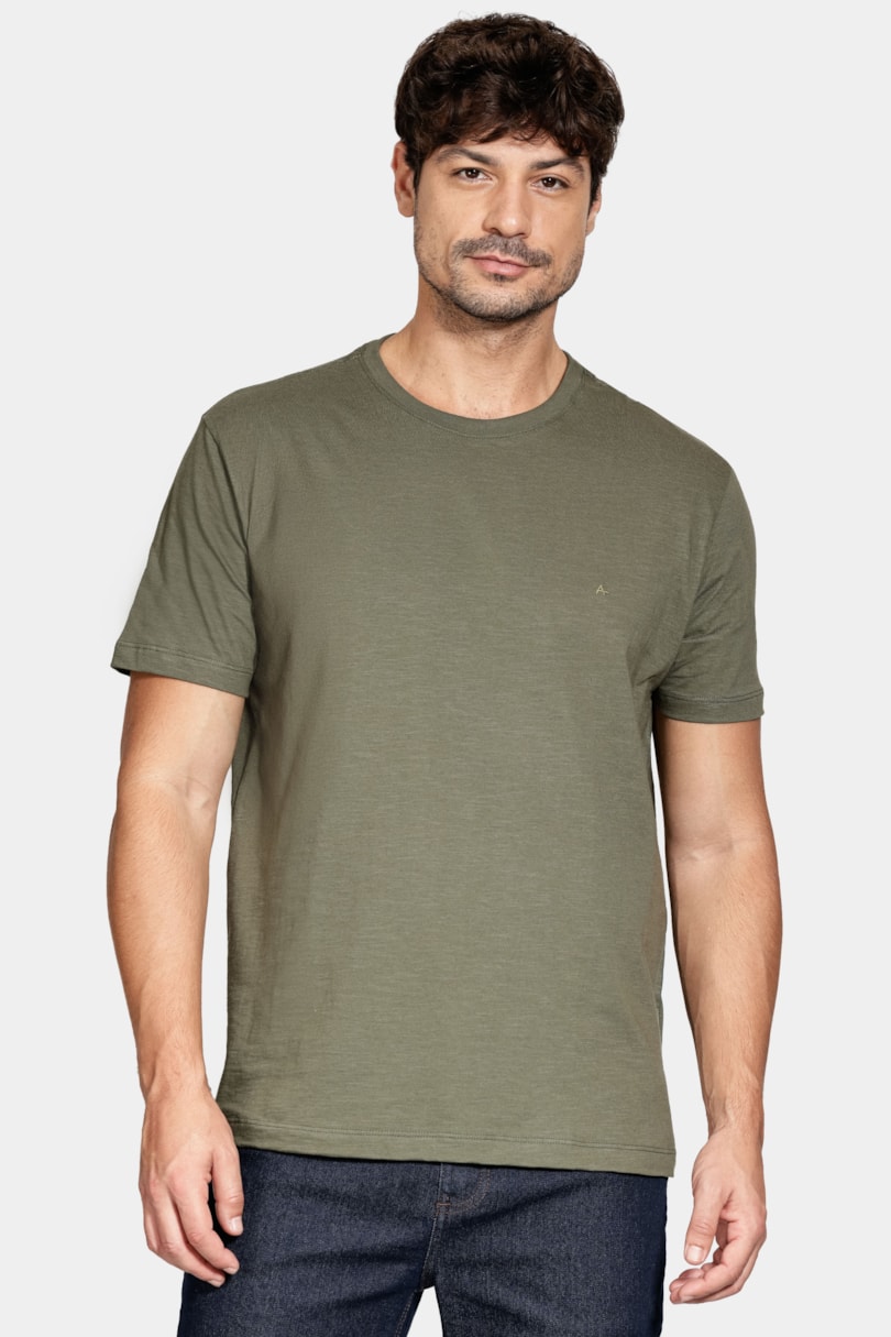 Camiseta Manga Curta Algodão Flame Verde Militar