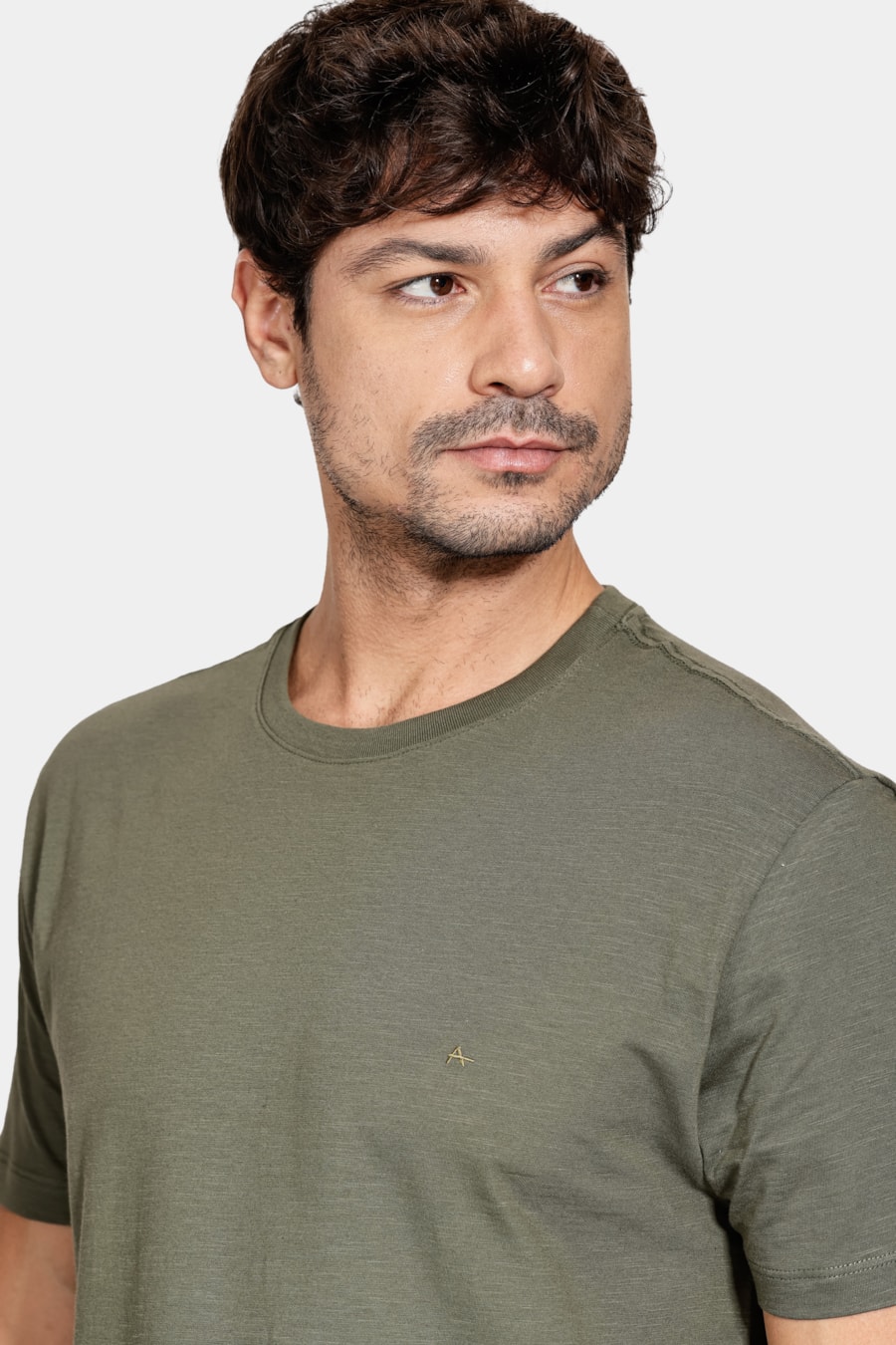 Camiseta Manga Curta Algodão Flame Verde Militar — foto 3 de 5