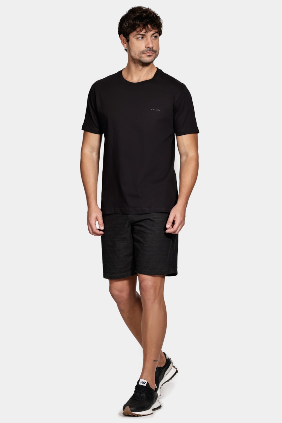 Camiseta Manga Curta Algodão Folhagem Preto — foto 2 de 6