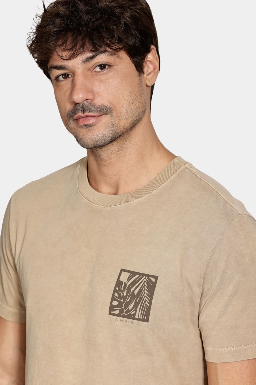 Camiseta Manga Curta Algodão Folhas Areia 116 — foto 3 de 5