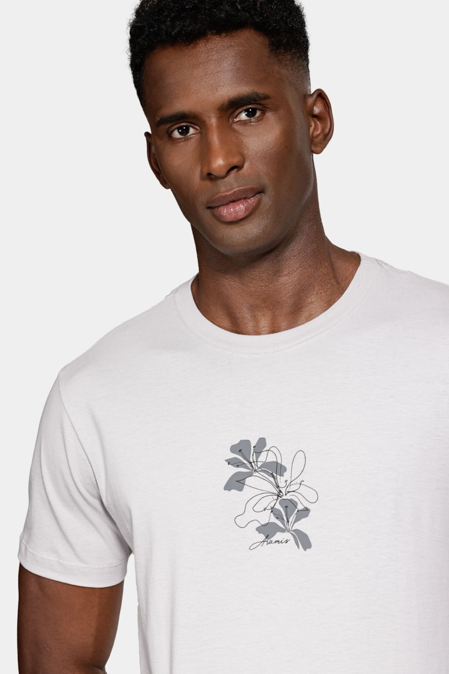 Camiseta Manga Curta Algodão Folhas Cinza Claro 116 — foto 3 de 5