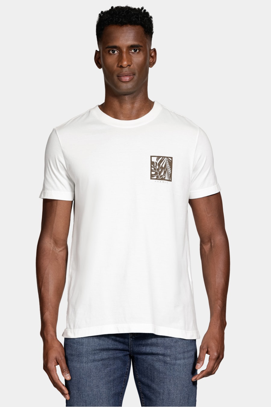 Camiseta Manga Curta Algodão Folhas Off White — foto 1 de 5